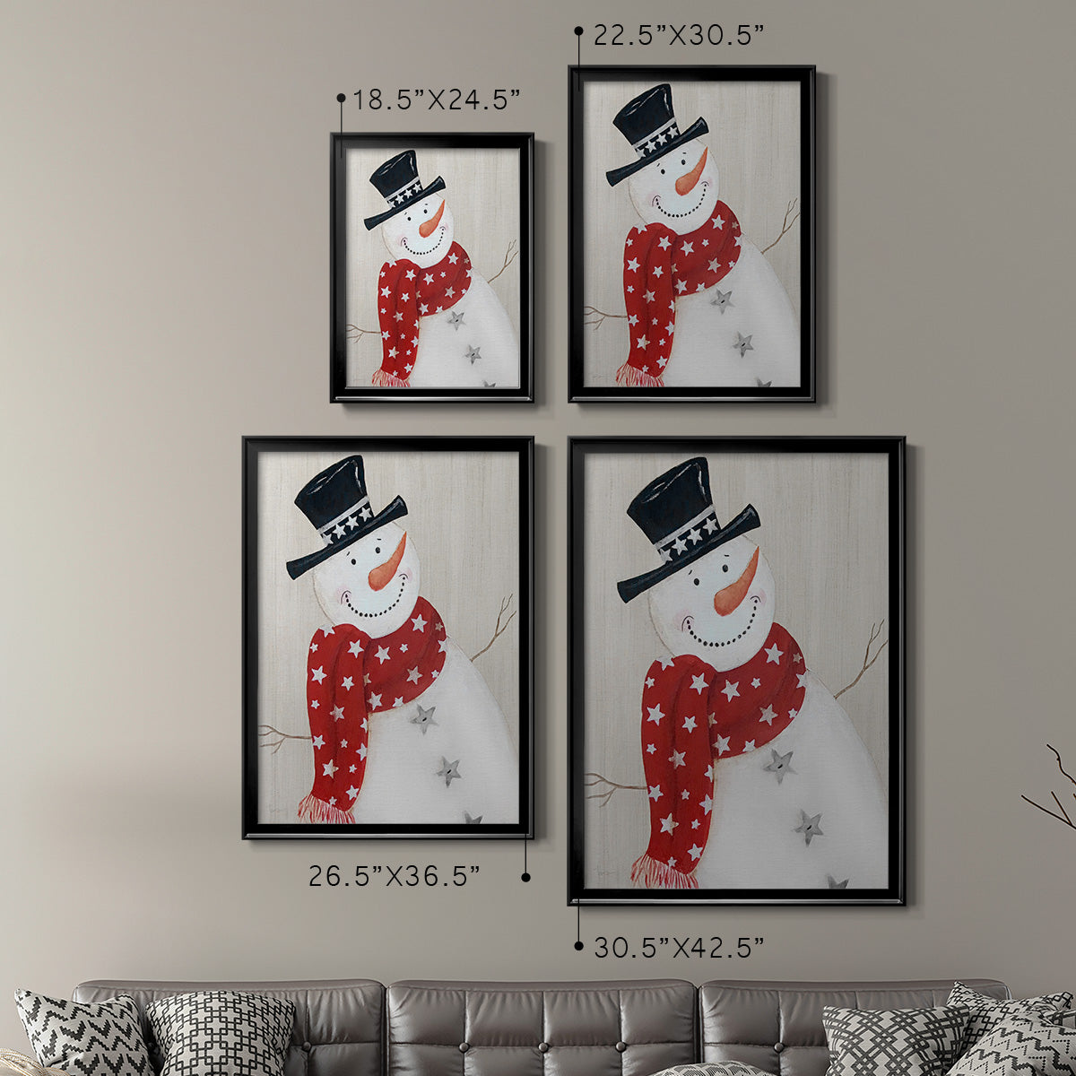 Festive Snowman I Premium Framed Print - Ready to Hang