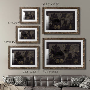 Black Gold Map-Premium Framed Print - Ready to Hang