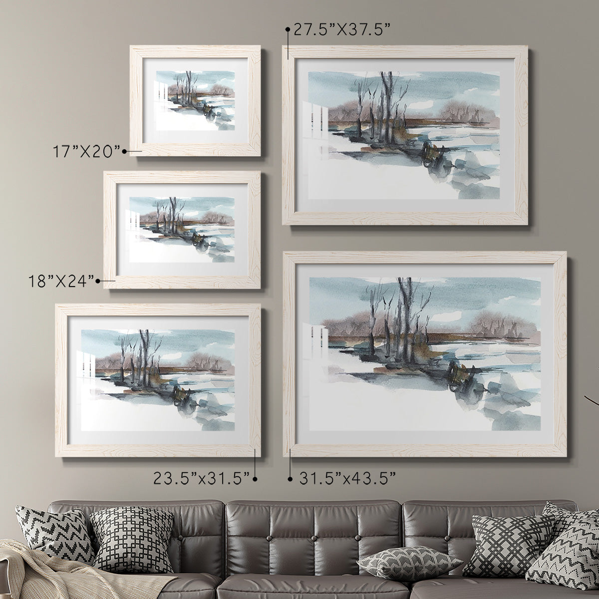 Winter Stream Watercolor II-Premium Framed Print - Ready to Hang