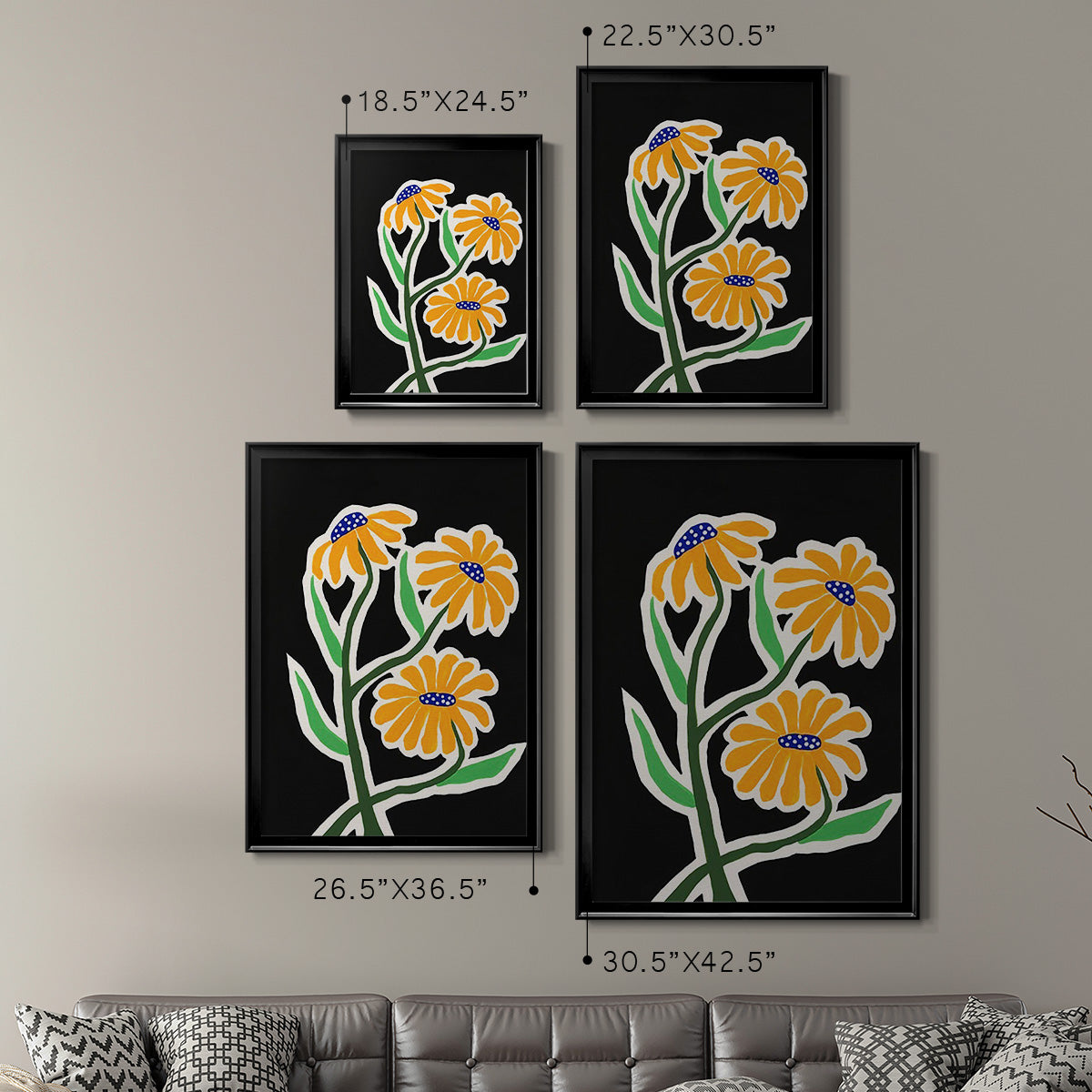 Pop Flowers I Premium Framed Print - Ready to Hang