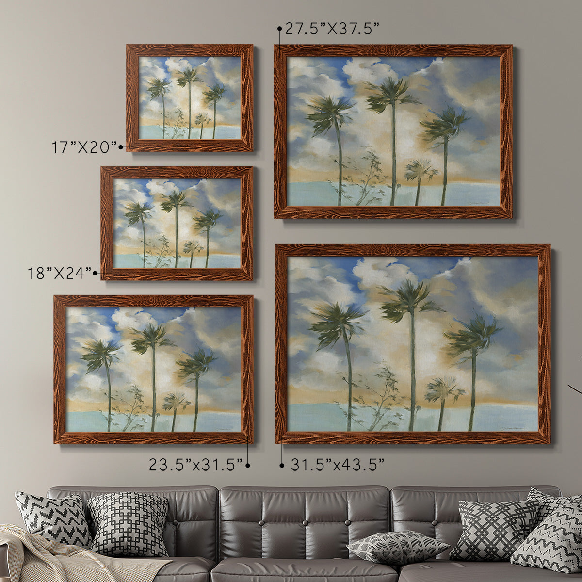 Palms in the Wind-Premium Framed Canvas - Ready to Hang