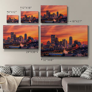 Boston Skyline at Sunset Premium Gallery Wrapped Canvas - Ready to Hang