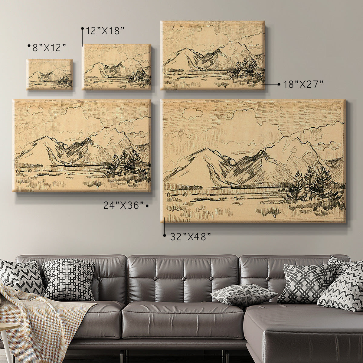 Hatched Horizon II Premium Gallery Wrapped Canvas - Ready to Hang
