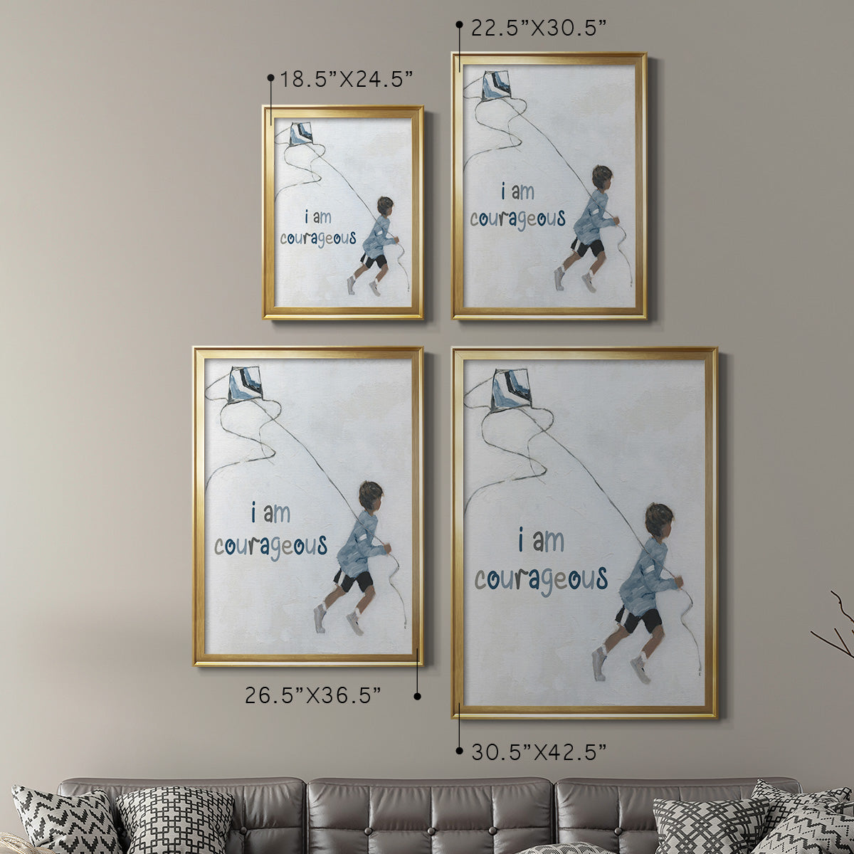 Boy Flying Kite Premium Framed Print - Ready to Hang