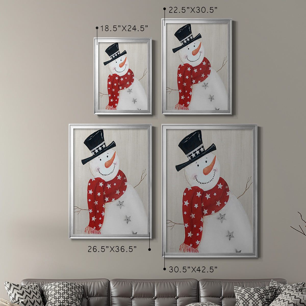 Festive Snowman I Premium Framed Print - Ready to Hang