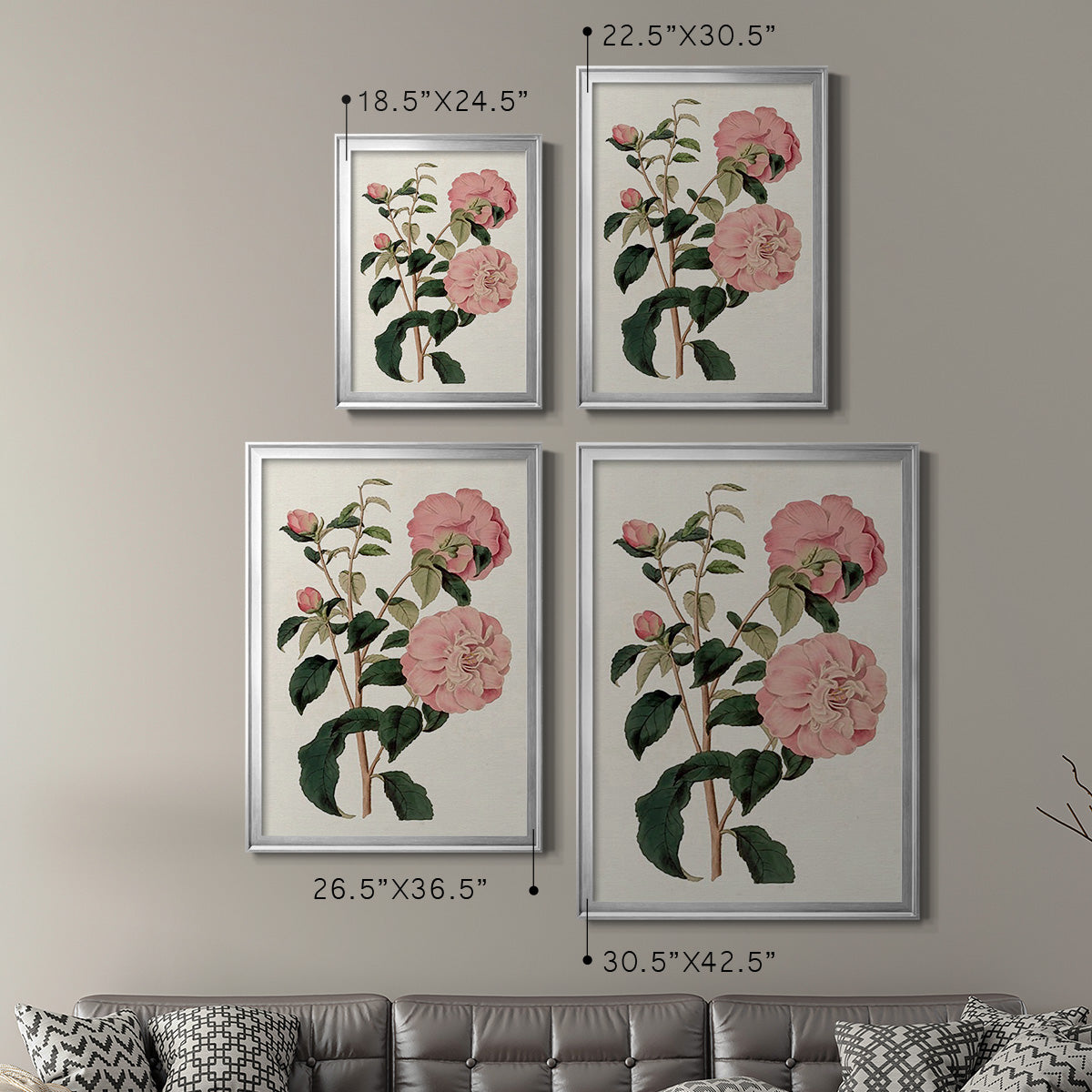 Pink Floral Mix IV Premium Framed Print - Ready to Hang