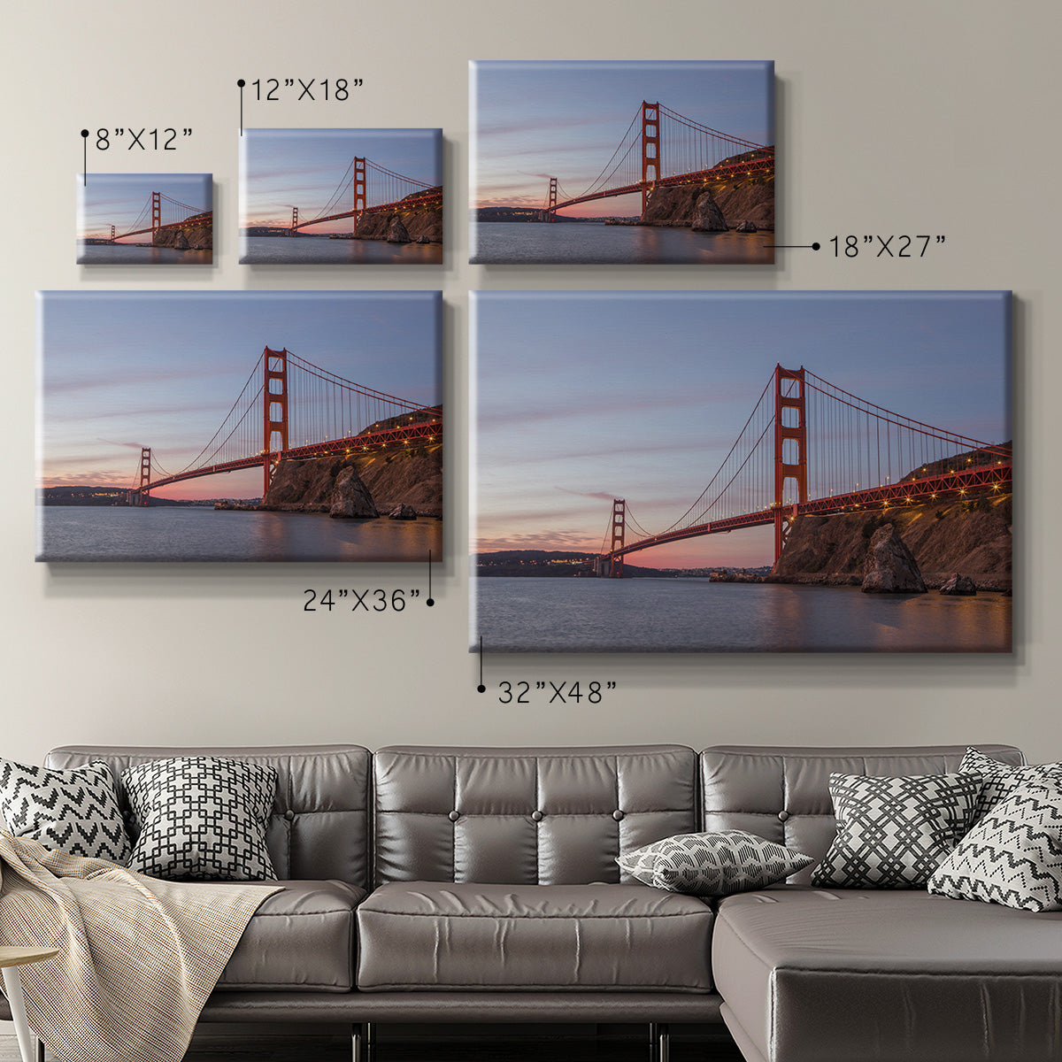 Golden Gate Span Premium Gallery Wrapped Canvas - Ready to Hang