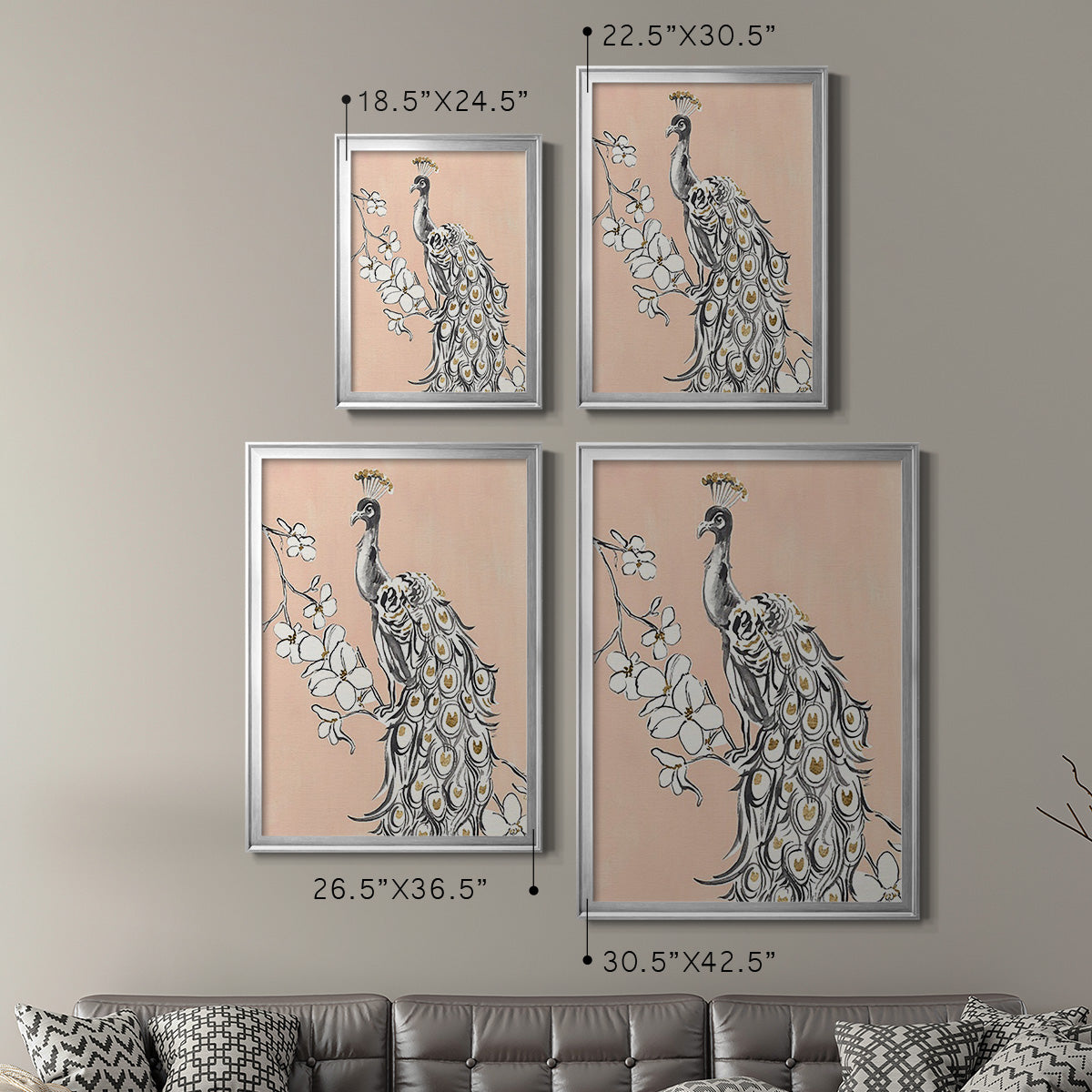 Peacock in Gold II Premium Framed Print - Ready to Hang