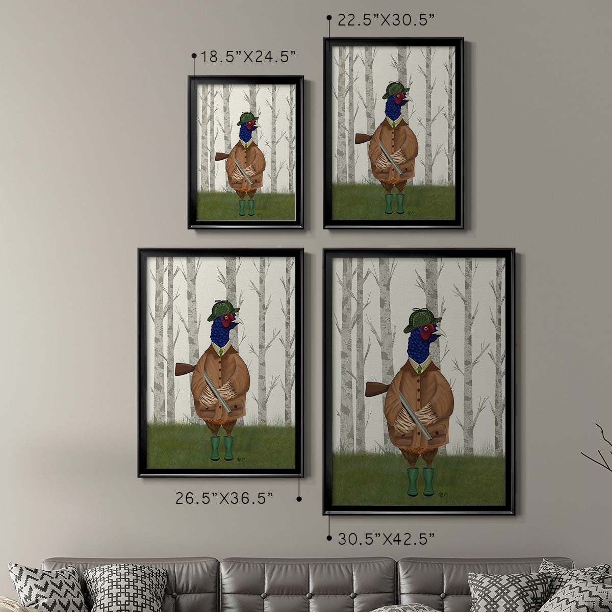 Pheasant Shooting Party 3 Premium Framed Print - Ready to Hang