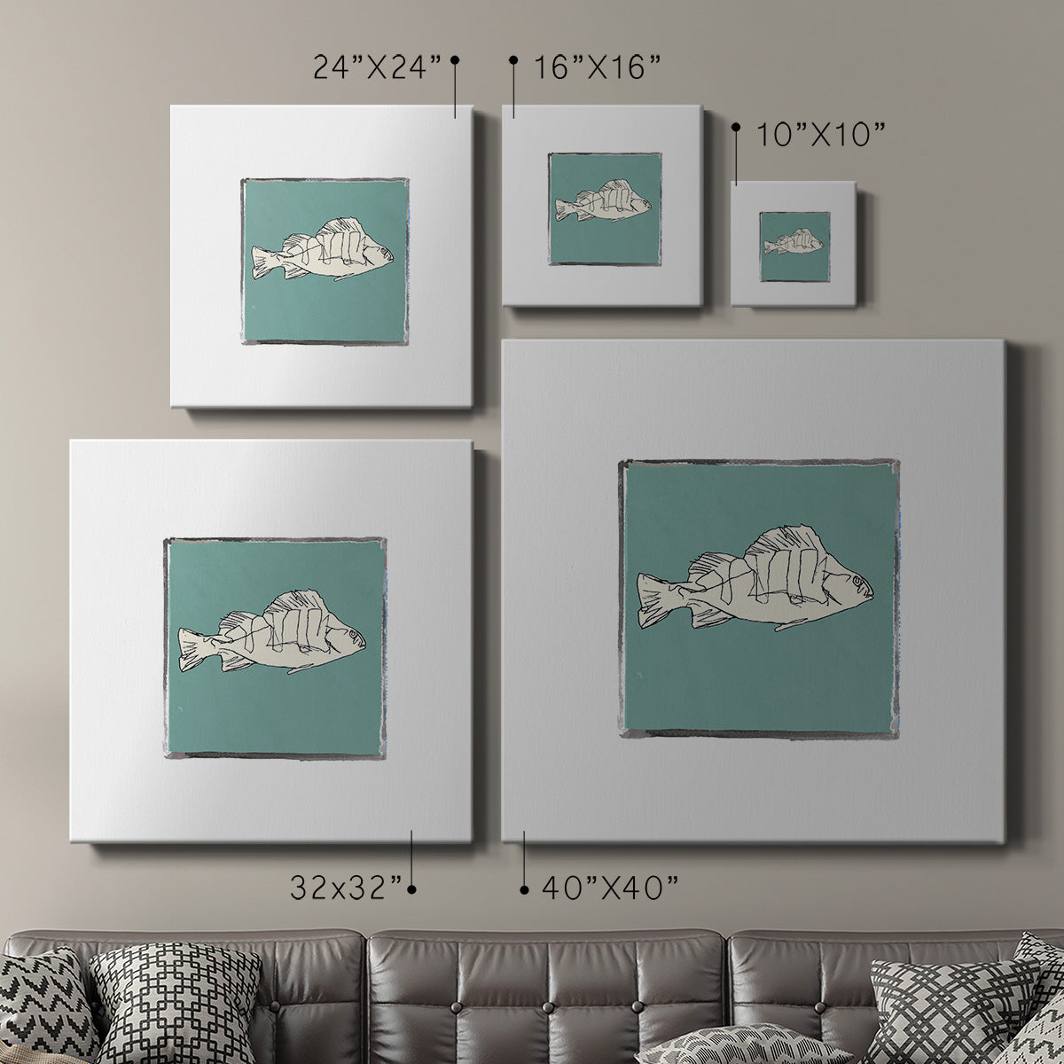 Block Print Fish III-Premium Gallery Wrapped Canvas - Ready to Hang