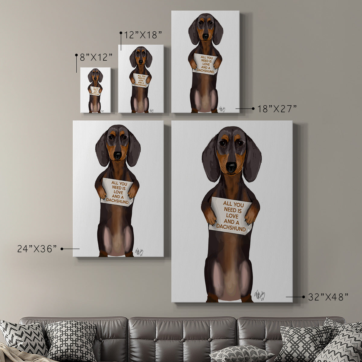 Love and Dachshund Premium Gallery Wrapped Canvas - Ready to Hang