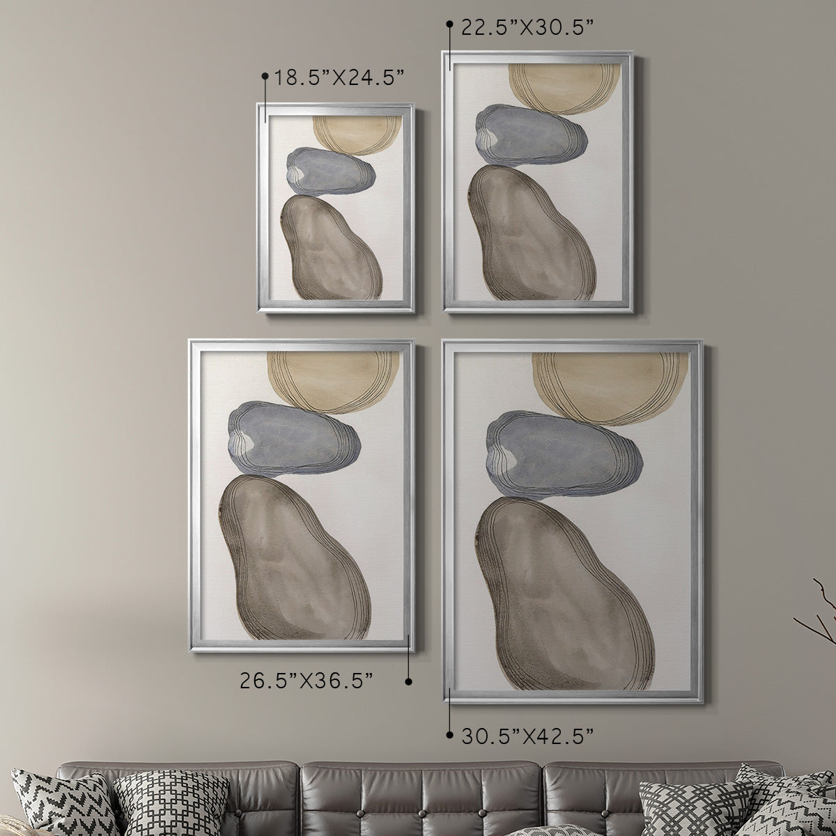 River Rocks Contour II Premium Framed Print - Ready to Hang