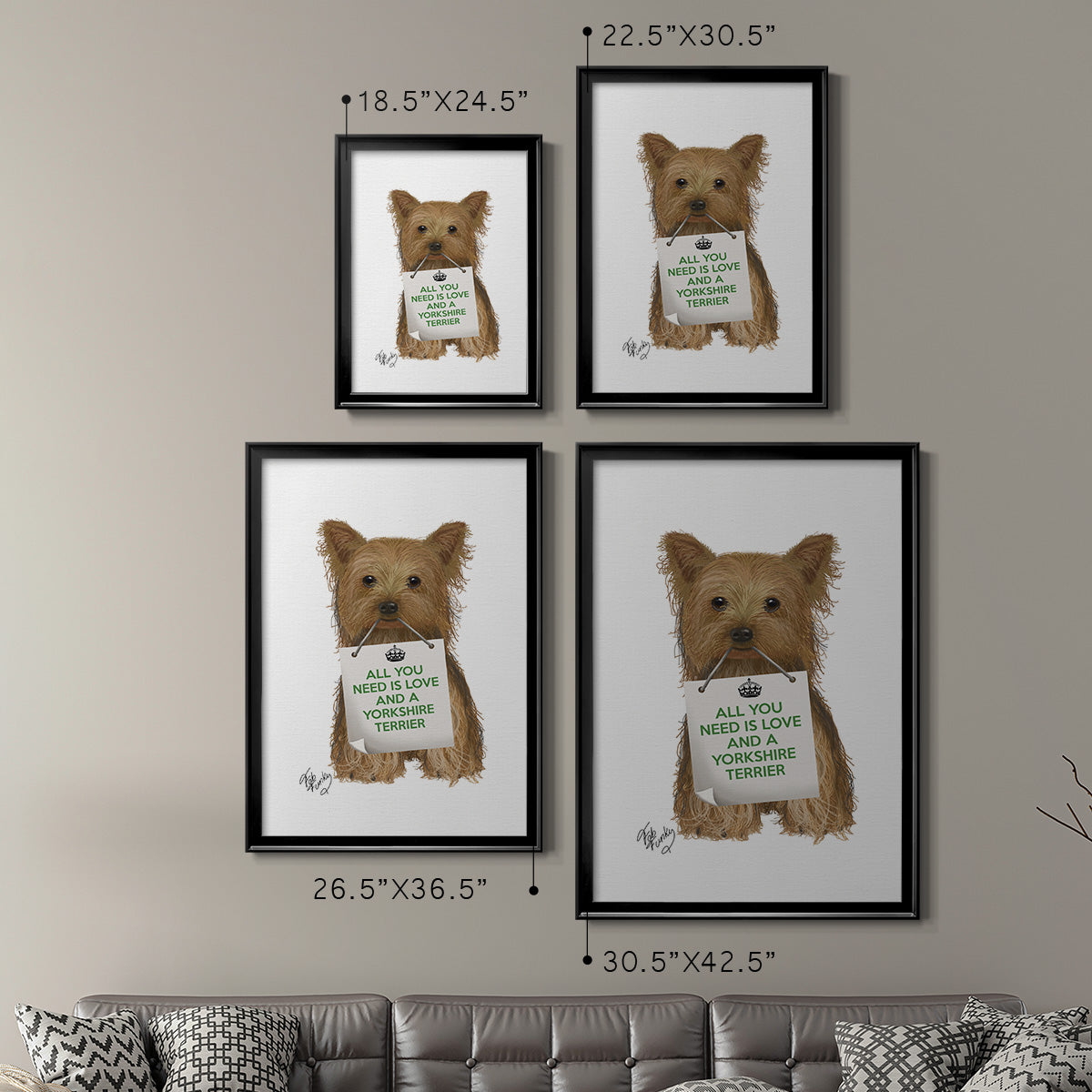 Love and Yorkshire Terrier Premium Framed Print - Ready to Hang