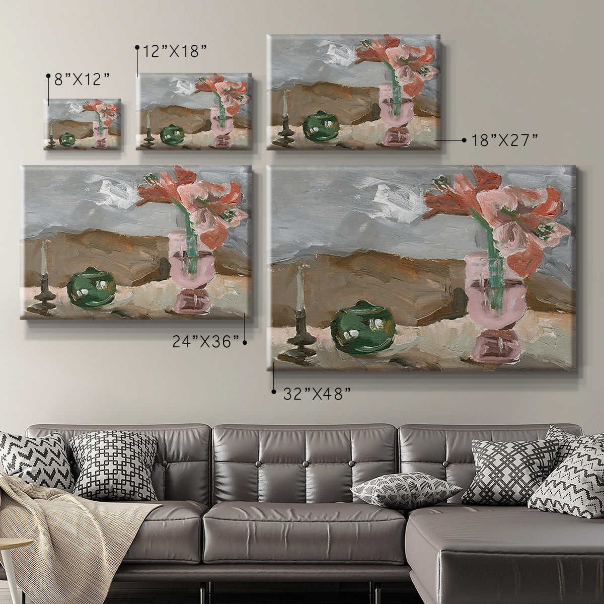 Vase of Pink Flowers II Premium Gallery Wrapped Canvas - Ready to Hang