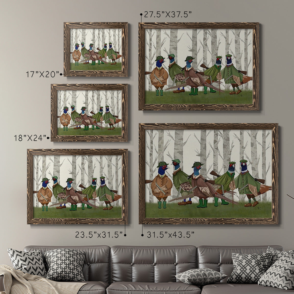 Pheasant Shooting Party Group 3-Premium Framed Canvas - Ready to Hang