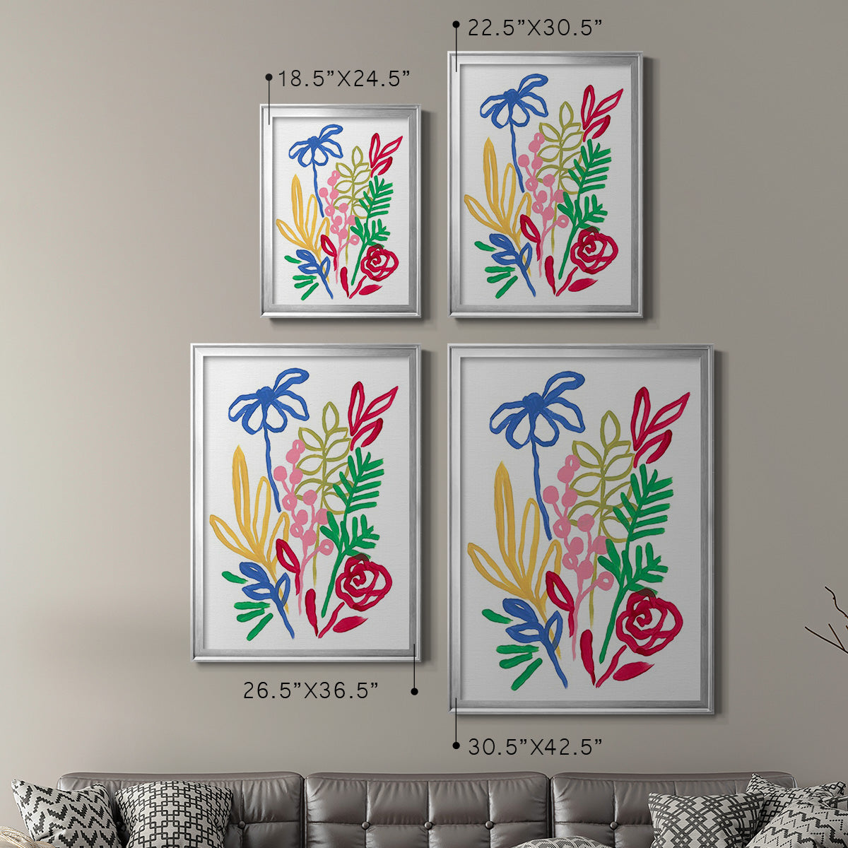 Bold Brushstroke Blooms I Premium Framed Print - Ready to Hang