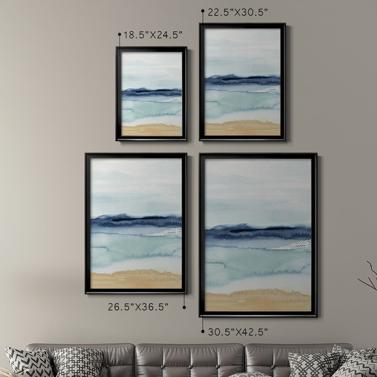 Watercolor Ocean Horizon II Premium Framed Print - Ready to Hang
