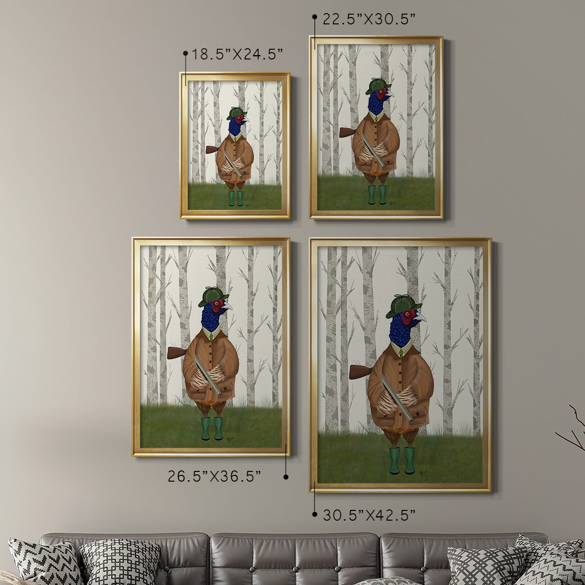 Pheasant Shooting Party 3 Premium Framed Print - Ready to Hang