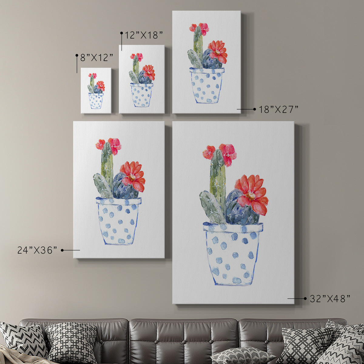Cactus and Succulent Blooms II Premium Gallery Wrapped Canvas - Ready to Hang