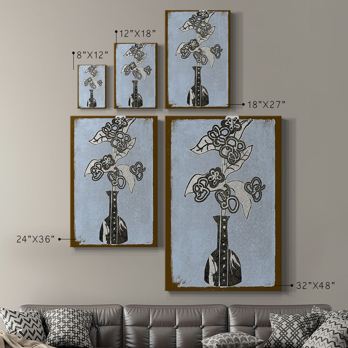 Graphic Flowers in Vase III Premium Gallery Wrapped Canvas - Ready to Hang