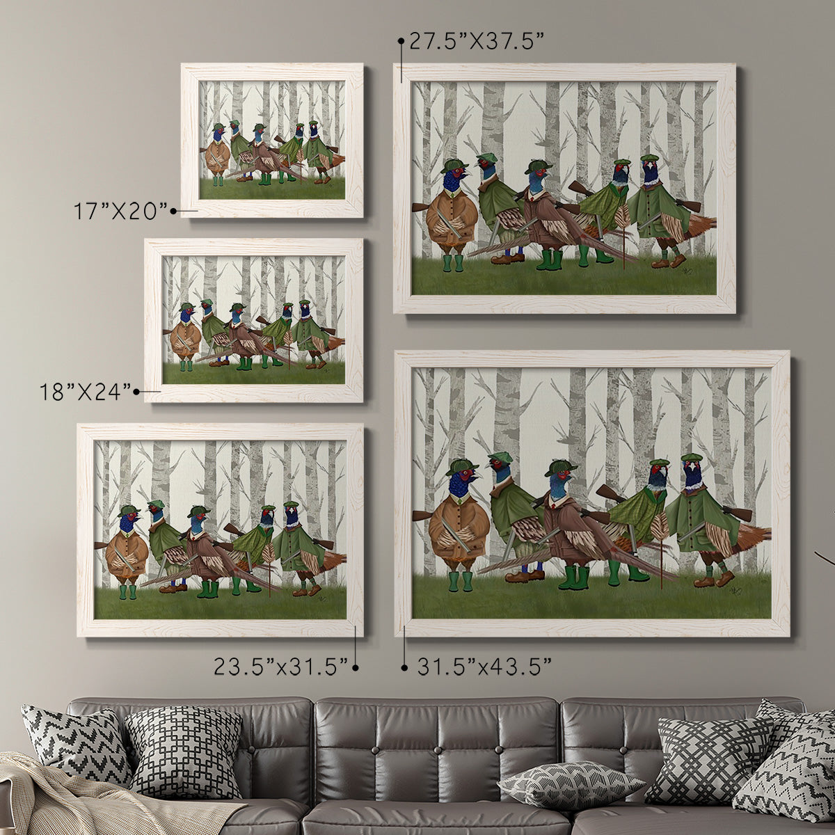 Pheasant Shooting Party Group 3-Premium Framed Canvas - Ready to Hang