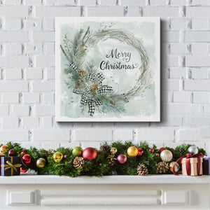 Merry Christmas Pine Wreath-Premium Gallery Wrapped Canvas - Ready to Hang