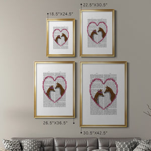 Foxes in Pink Heart Premium Framed Print - Ready to Hang