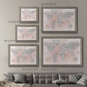 Pink Cheetah Map-Premium Framed Canvas - Ready to Hang