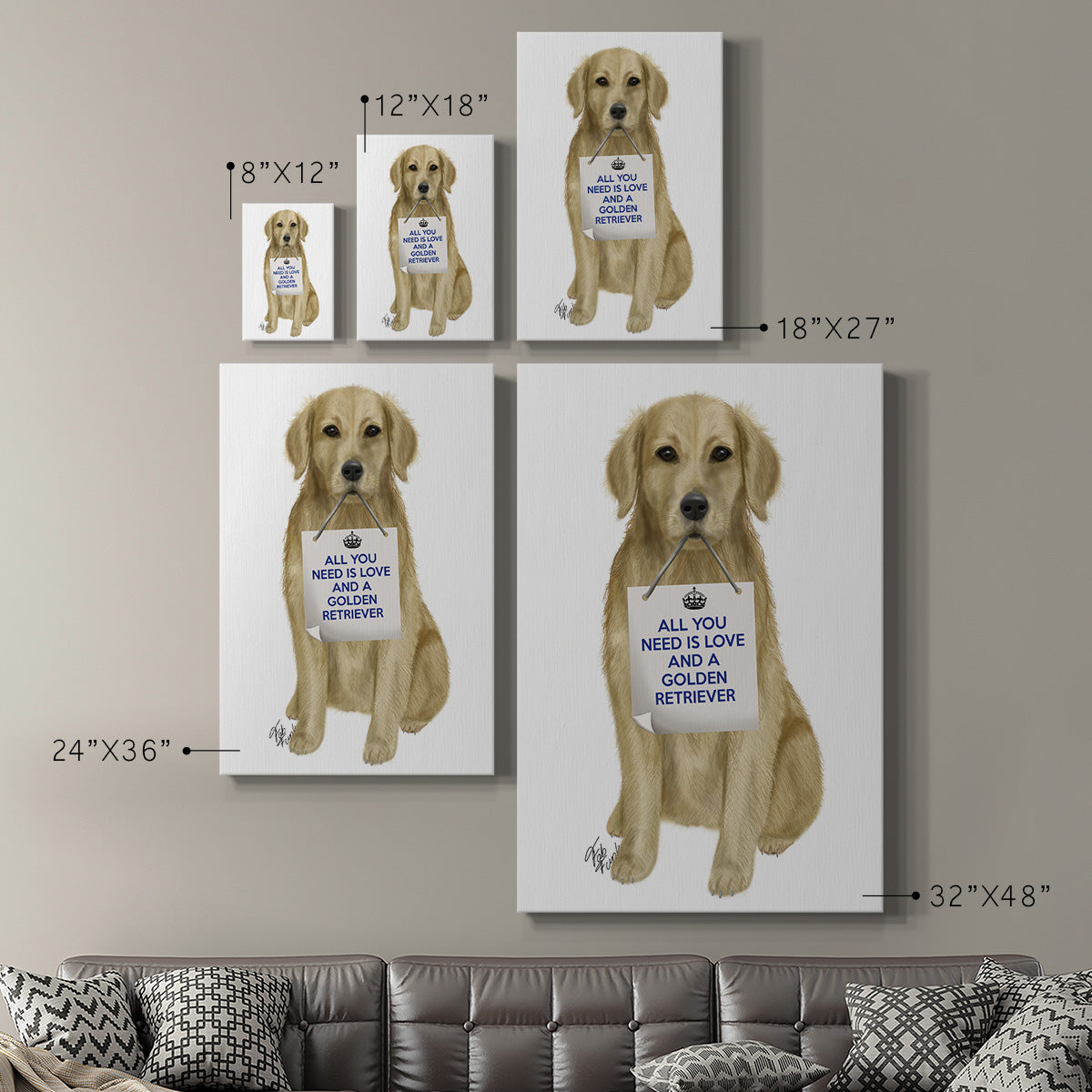 Love and Golden Retriever Premium Gallery Wrapped Canvas - Ready to Hang