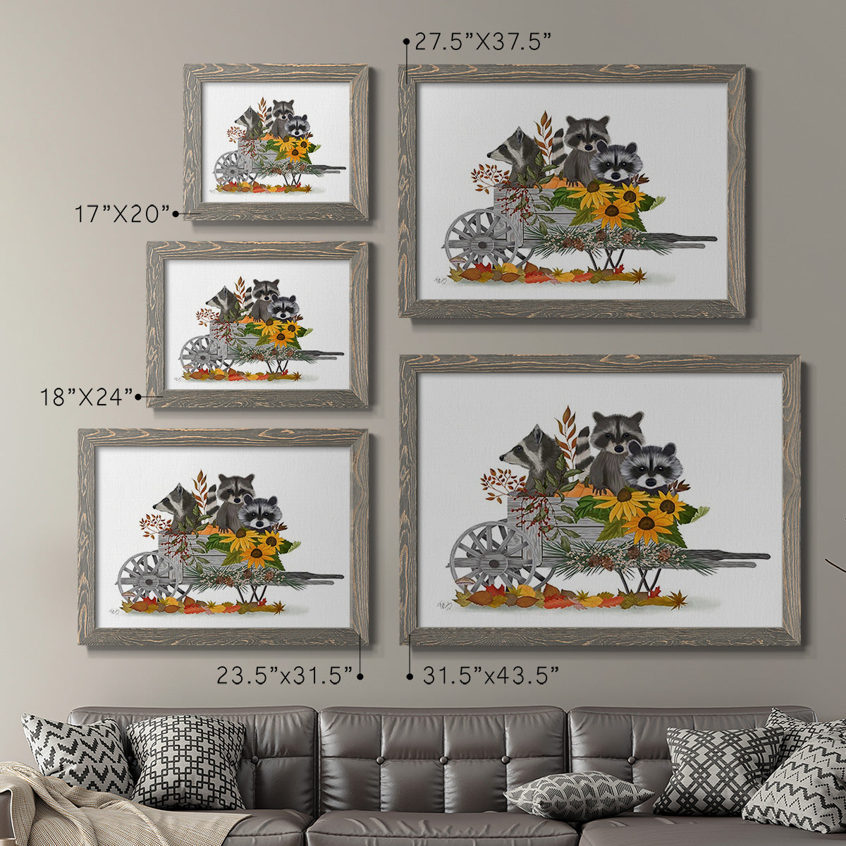 Raccoon Wheelbarrow-Premium Framed Canvas - Ready to Hang