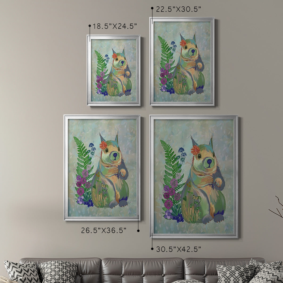 Fantastic Florals Squirrel Premium Framed Print - Ready to Hang