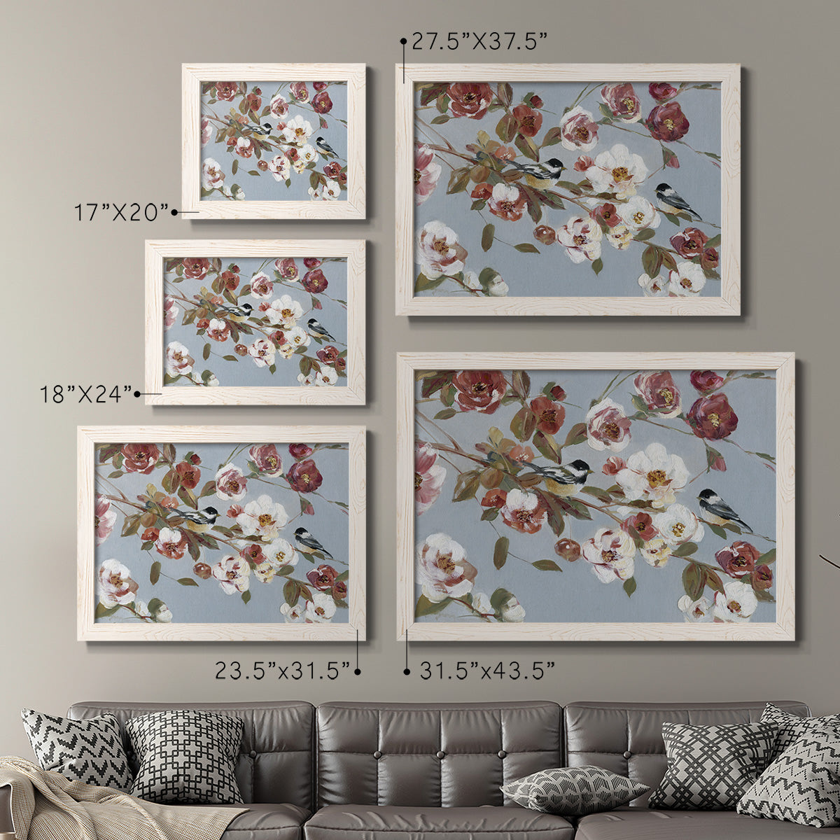Chickadees and Blossoms II-Premium Framed Canvas - Ready to Hang