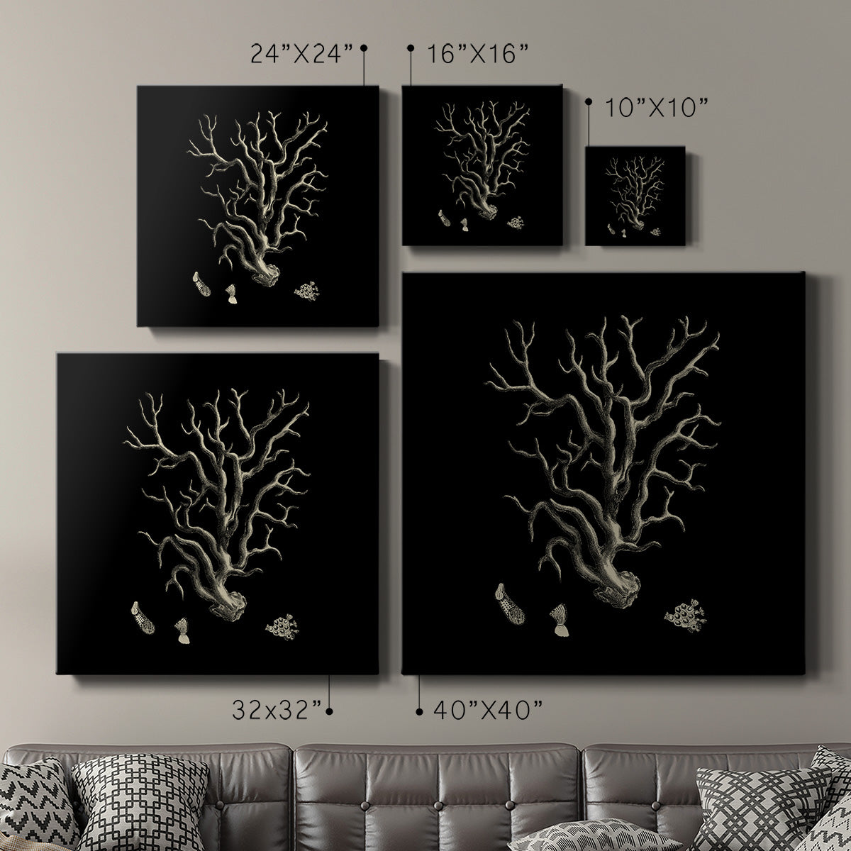 Black and Tan Coral I-Premium Gallery Wrapped Canvas - Ready to Hang