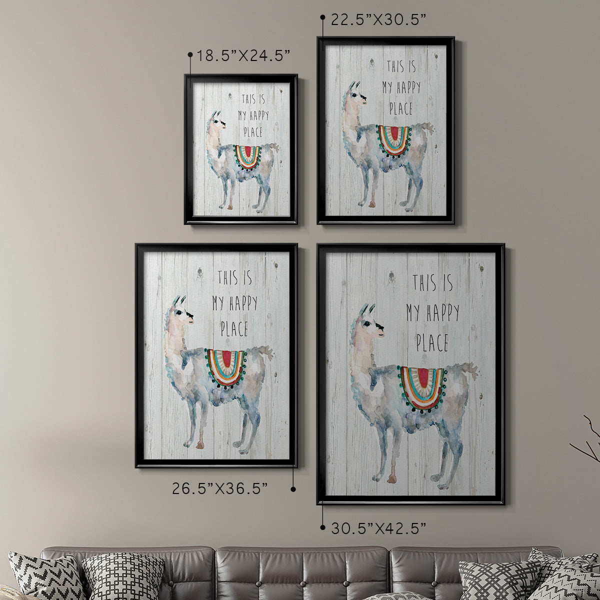 Llama Happy Place Premium Framed Print - Ready to Hang