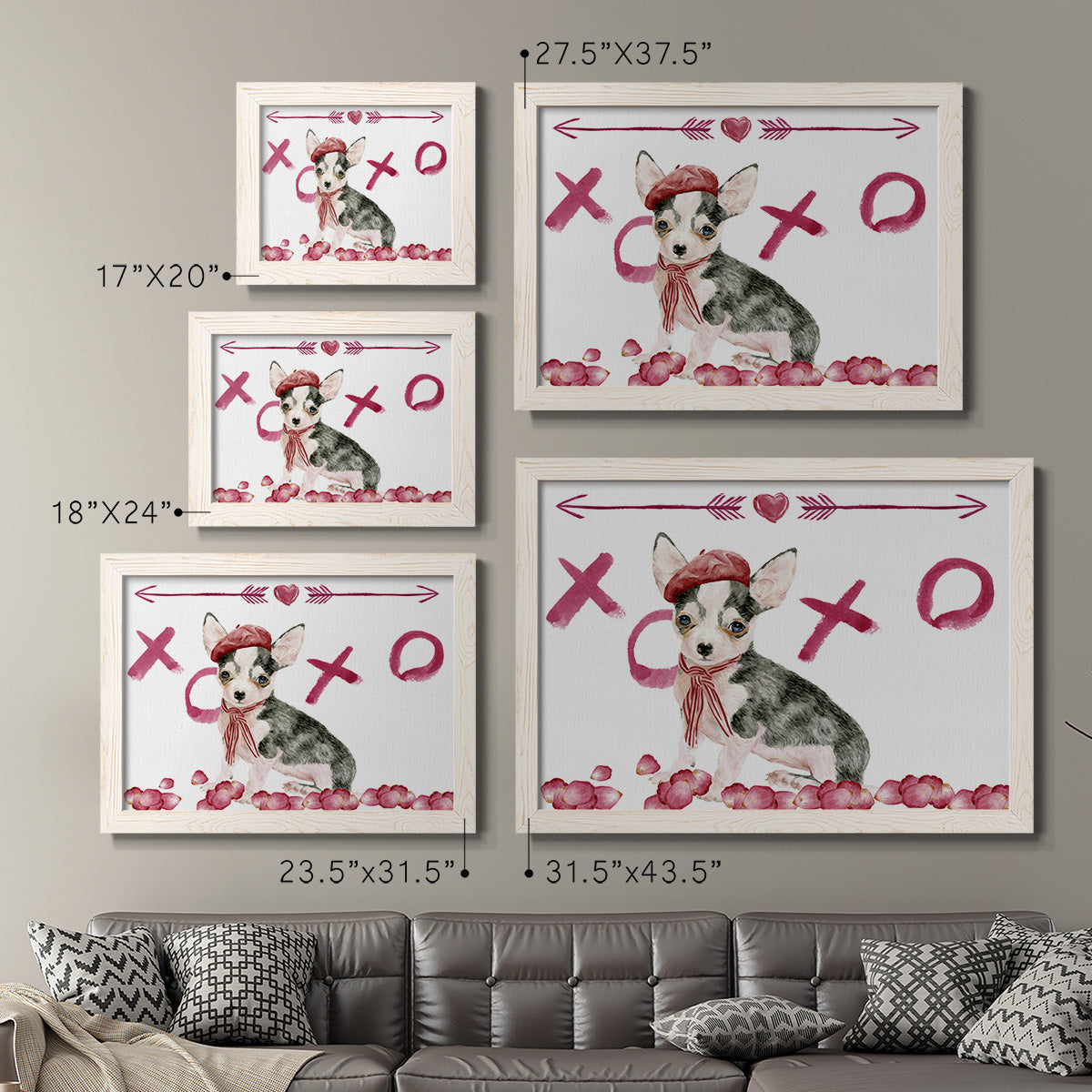 Puppy Valentine Collection A-Premium Framed Canvas - Ready to Hang