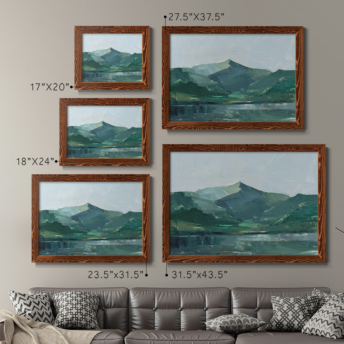 Green Grey Mountains I-Premium Framed Canvas - Ready to Hang