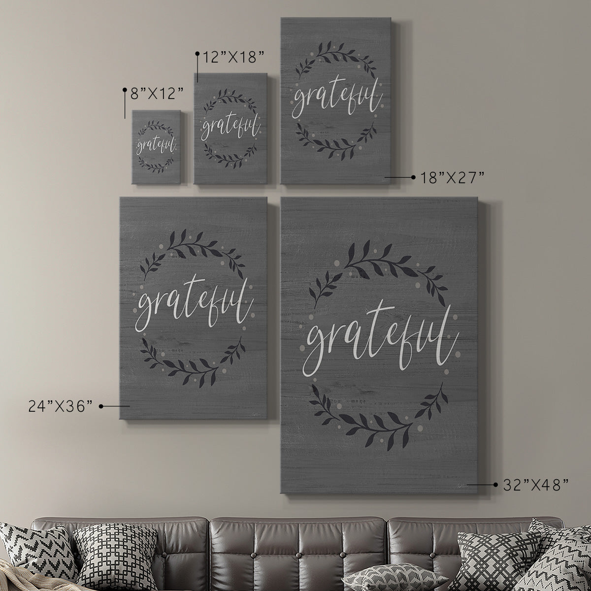 Grateful Wreath Premium Gallery Wrapped Canvas - Ready to Hang