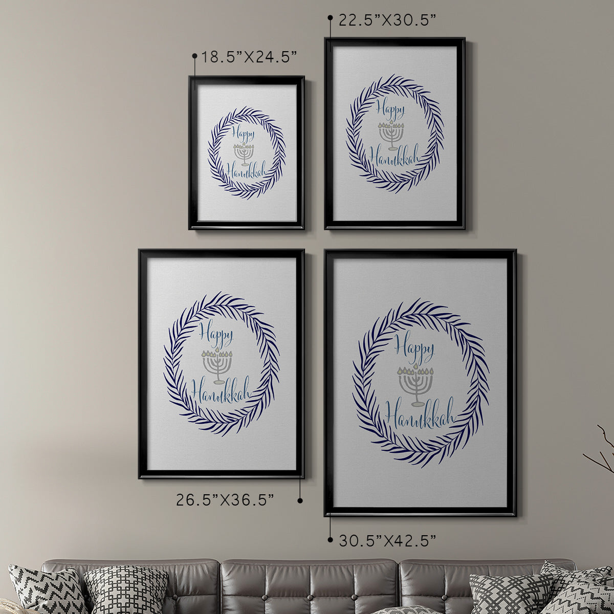 Hanukkah Wreath Premium Framed Print - Ready to Hang