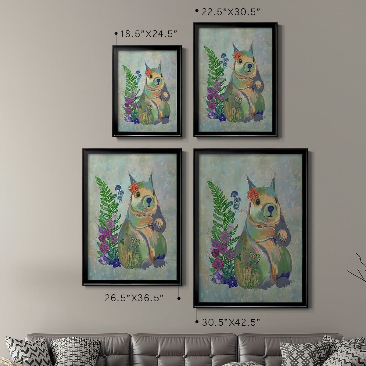 Fantastic Florals Squirrel Premium Framed Print - Ready to Hang