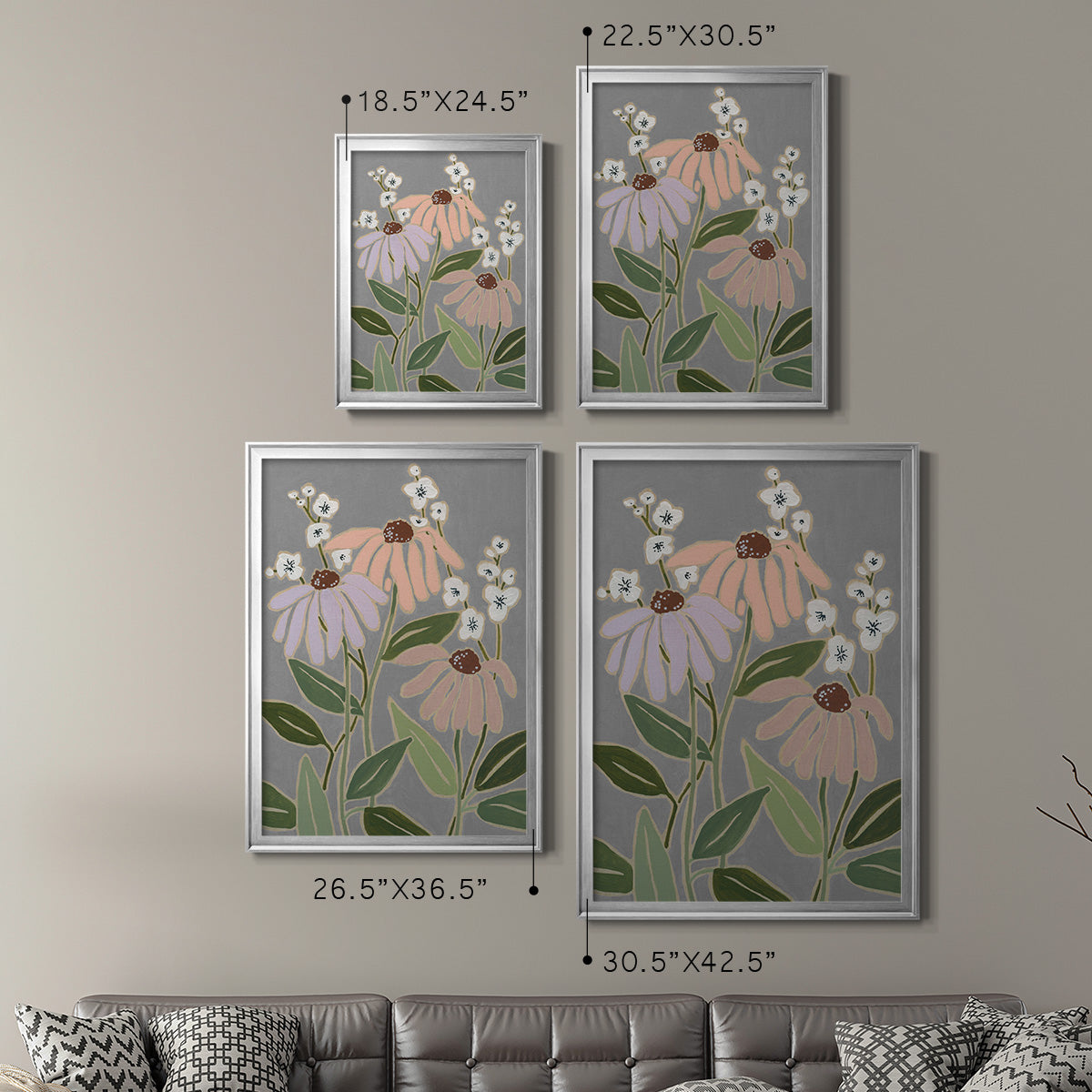 Woodblock Floral I Premium Framed Print - Ready to Hang