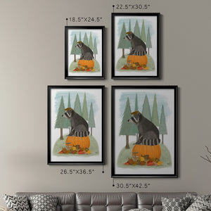 Raccoon On Pumpkin Premium Framed Print - Ready to Hang