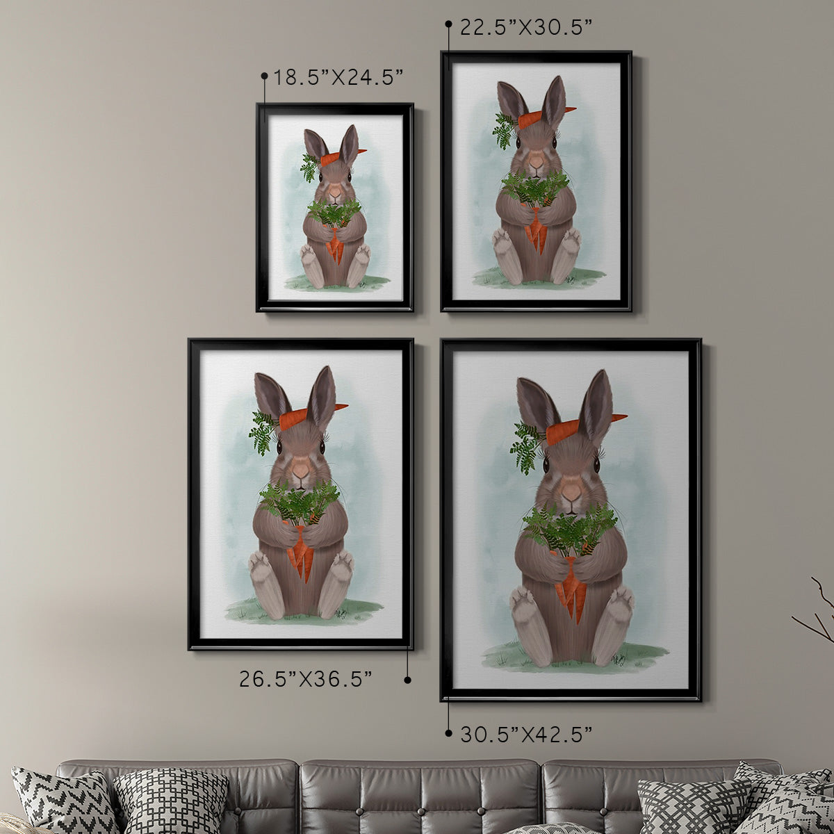 Rabbit Carrot Hug Premium Framed Print - Ready to Hang