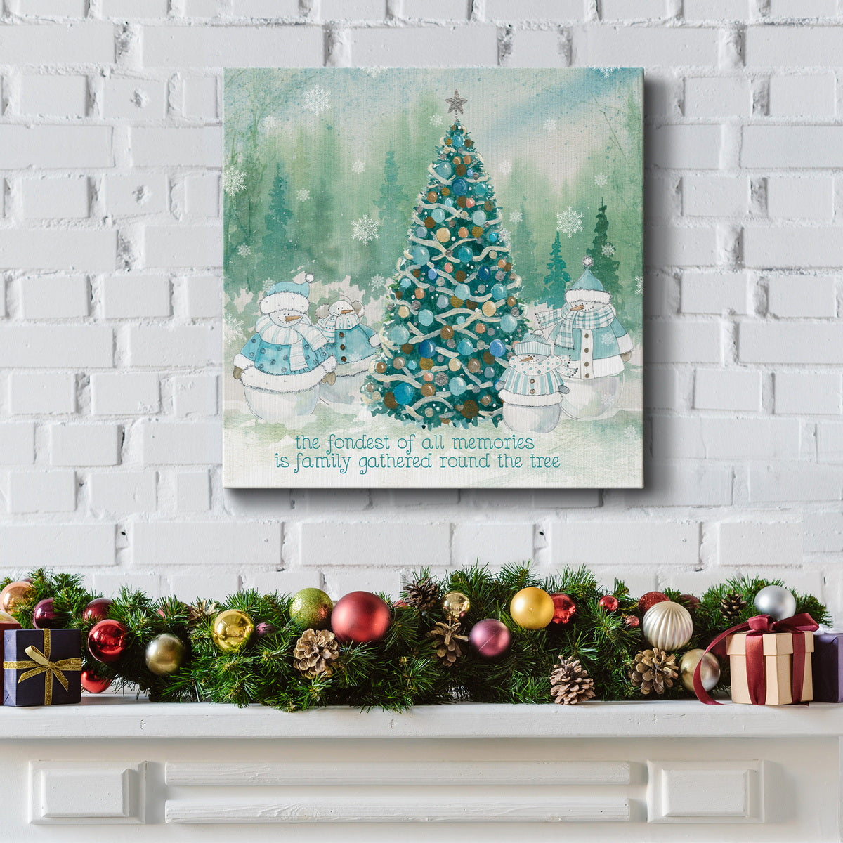 Snowman Family-Premium Gallery Wrapped Canvas - Ready to Hang