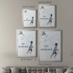 Boy Flying Kite Premium Framed Print - Ready to Hang