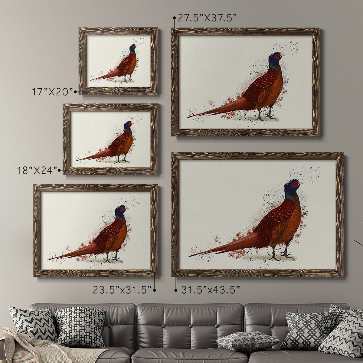 Pheasant Splash 4-Premium Framed Canvas - Ready to Hang