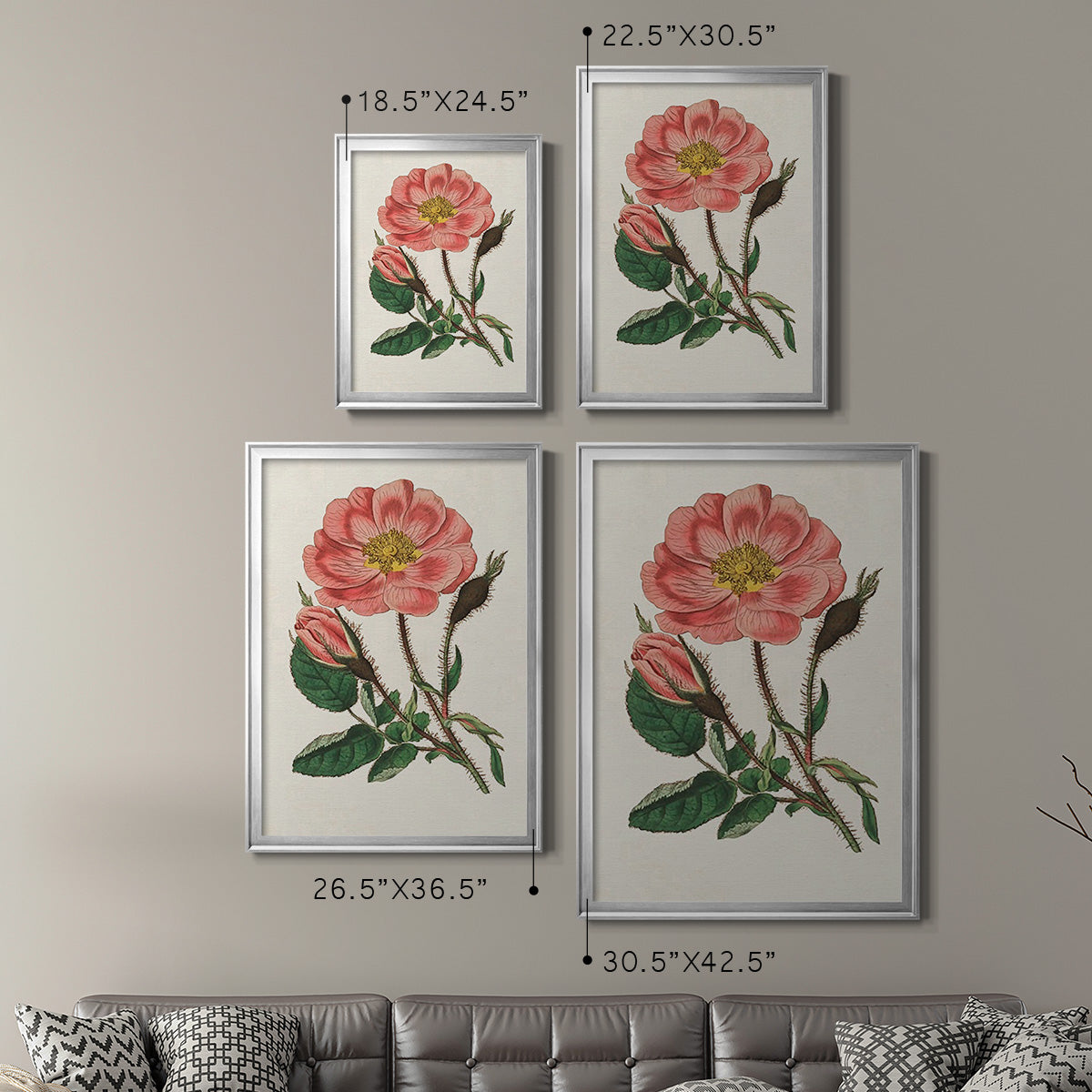 Pink Floral Mix IX Premium Framed Print - Ready to Hang