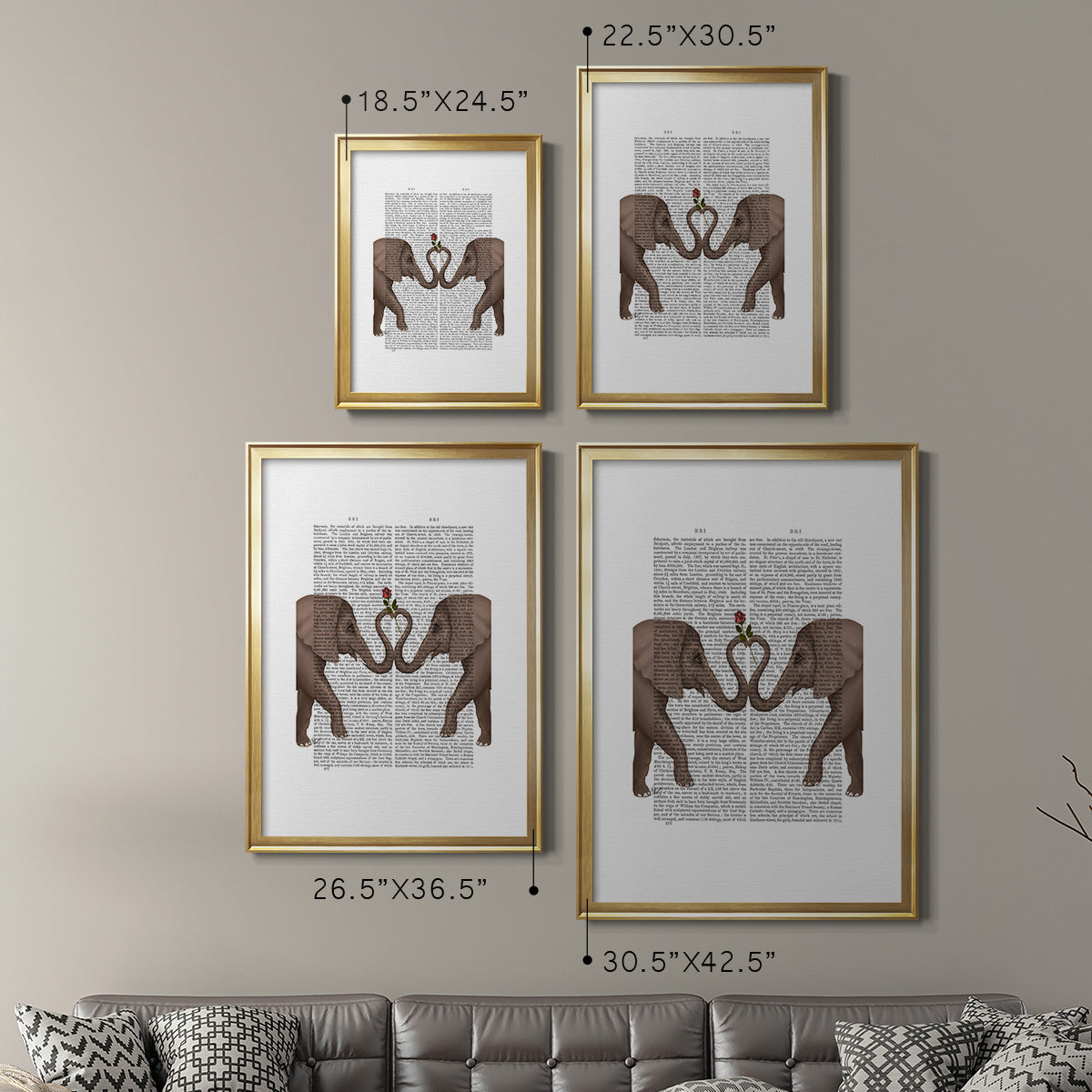 Elephants Heart and Rose Premium Framed Print - Ready to Hang