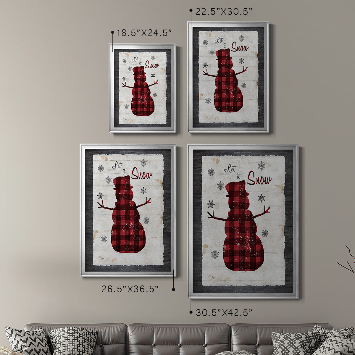Checkered Snowman I Premium Framed Print - Ready to Hang