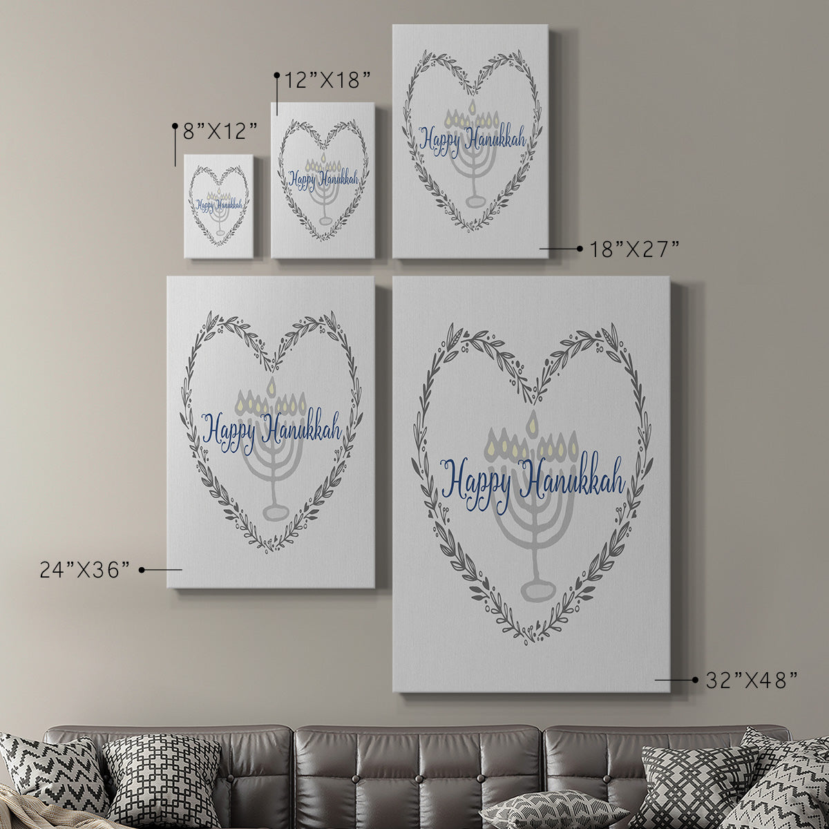 Hanukkah Heart Premium Gallery Wrapped Canvas - Ready to Hang