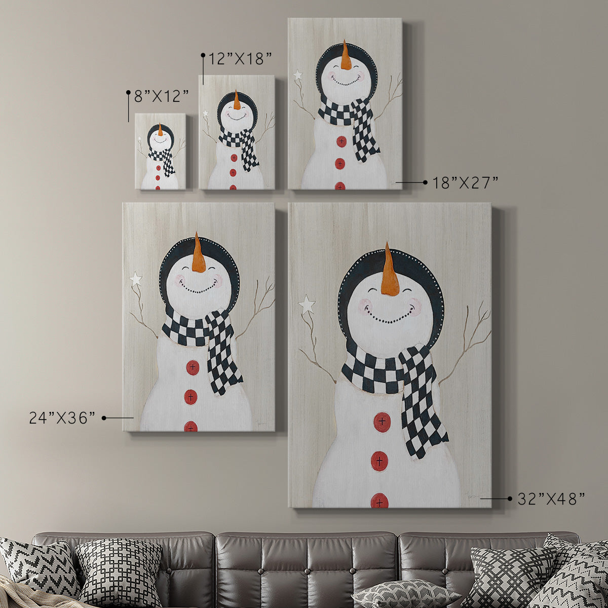 Festive Snowman II Premium Gallery Wrapped Canvas - Ready to Hang